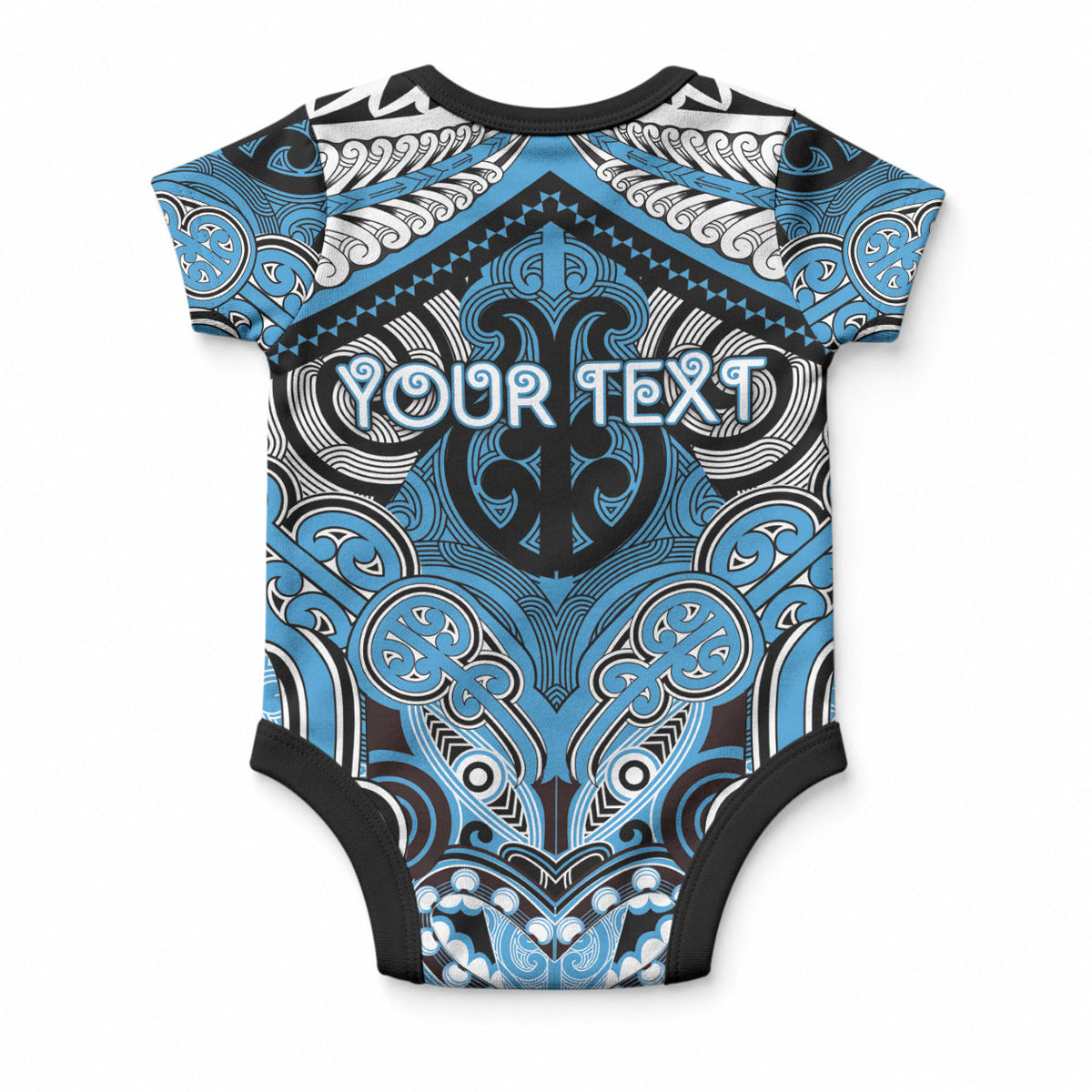 Aotearoa Iwi Ngati Kahungunu Personalised Baby Onesie Maori Kowhaiwhai Pattern
