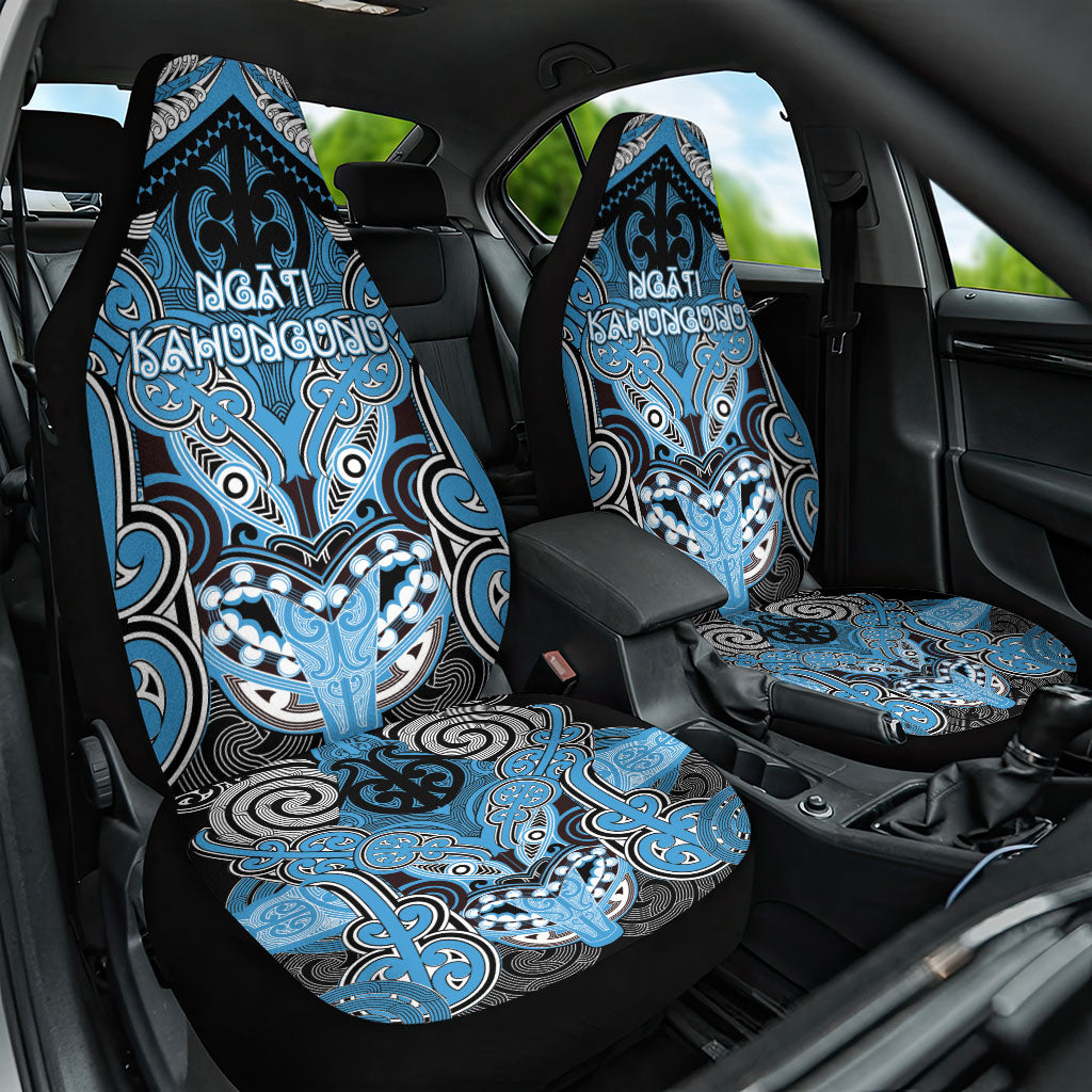 Aotearoa Iwi Ngati Kahungunu Car Seat Cover Maori Kowhaiwhai Pattern LT19 One Size Blue - Polynesian Pride