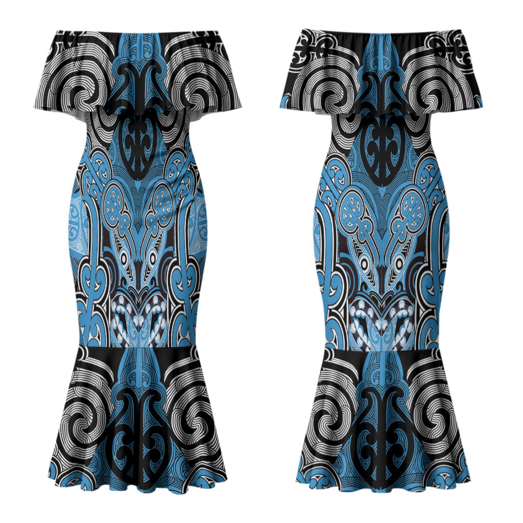 Aotearoa Iwi Ngati Kahungunu Personalised Couples Matching Mermaid Dress and Hawaiian Shirt Maori Kowhaiwhai Pattern