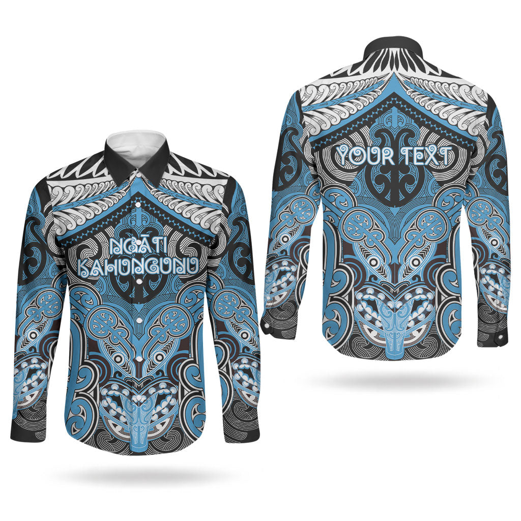 Aotearoa Iwi Ngati Kahungunu Personalised Couples Matching Mermaid Dress and Long Sleeve Button Shirt Maori Kowhaiwhai Pattern