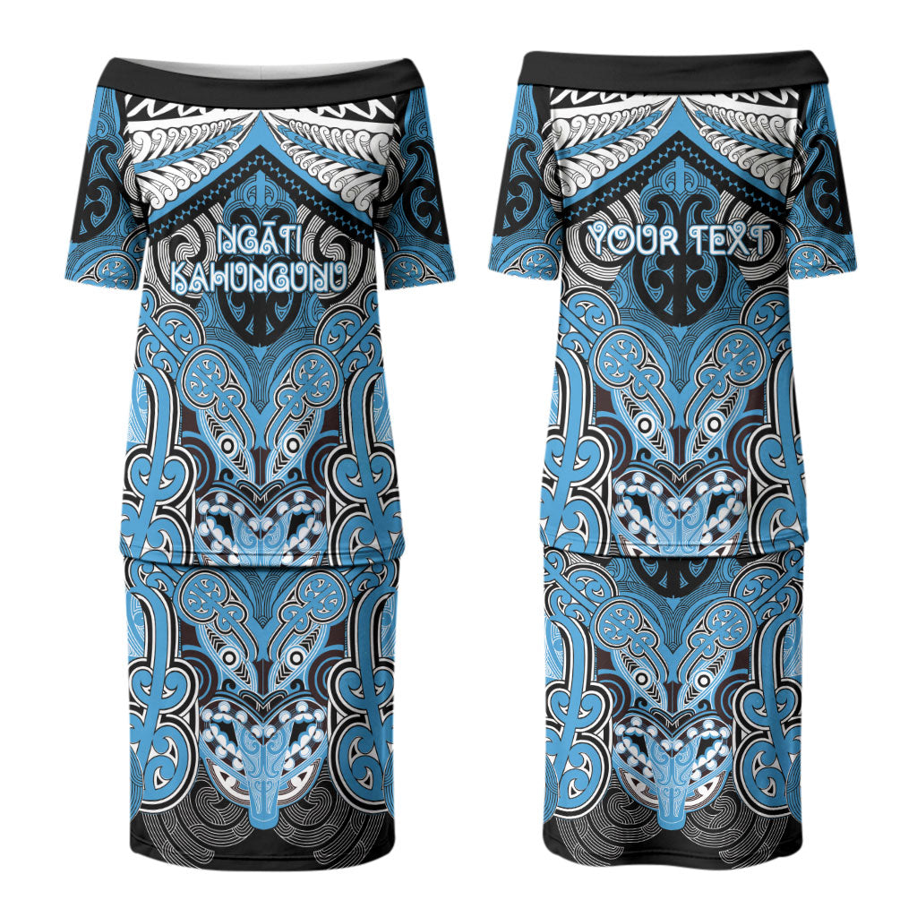 Aotearoa Iwi Ngati Kahungunu Personalised Couples Matching Puletasi and Long Sleeve Button Shirt Maori Kowhaiwhai Pattern