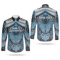 Aotearoa Iwi Ngati Kahungunu Personalised Couples Matching Short Sleeve Bodycon Dress and Long Sleeve Button Shirt Maori Kowhaiwhai Pattern