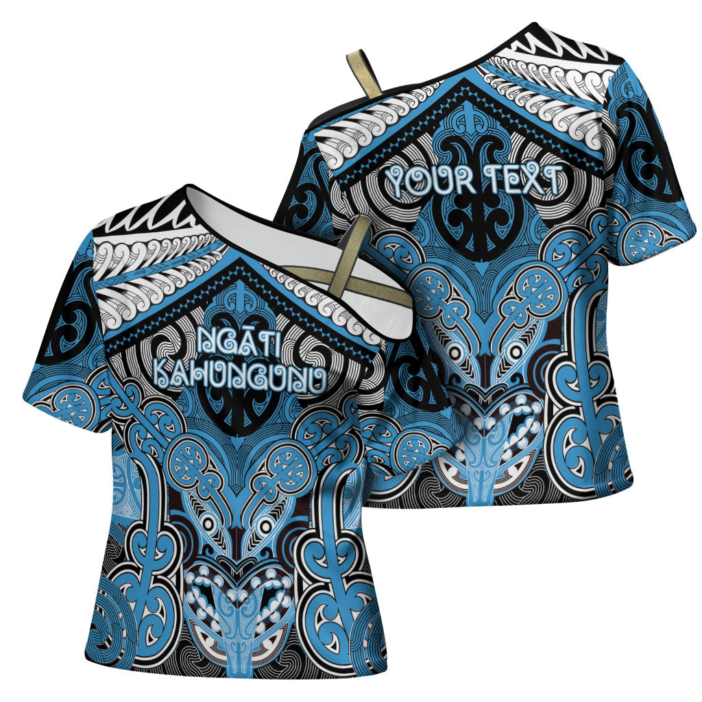 Aotearoa Iwi Ngati Kahungunu Personalised Cross Shoulder Shirt Maori Kowhaiwhai Pattern