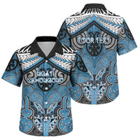 Aotearoa Iwi Ngati Kahungunu Personalised Family Matching Off Shoulder Maxi Dress and Hawaiian Shirt Maori Kowhaiwhai Pattern