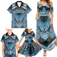 Aotearoa Iwi Ngati Kahungunu Personalised Family Matching Summer Maxi Dress and Hawaiian Shirt Maori Kowhaiwhai Pattern