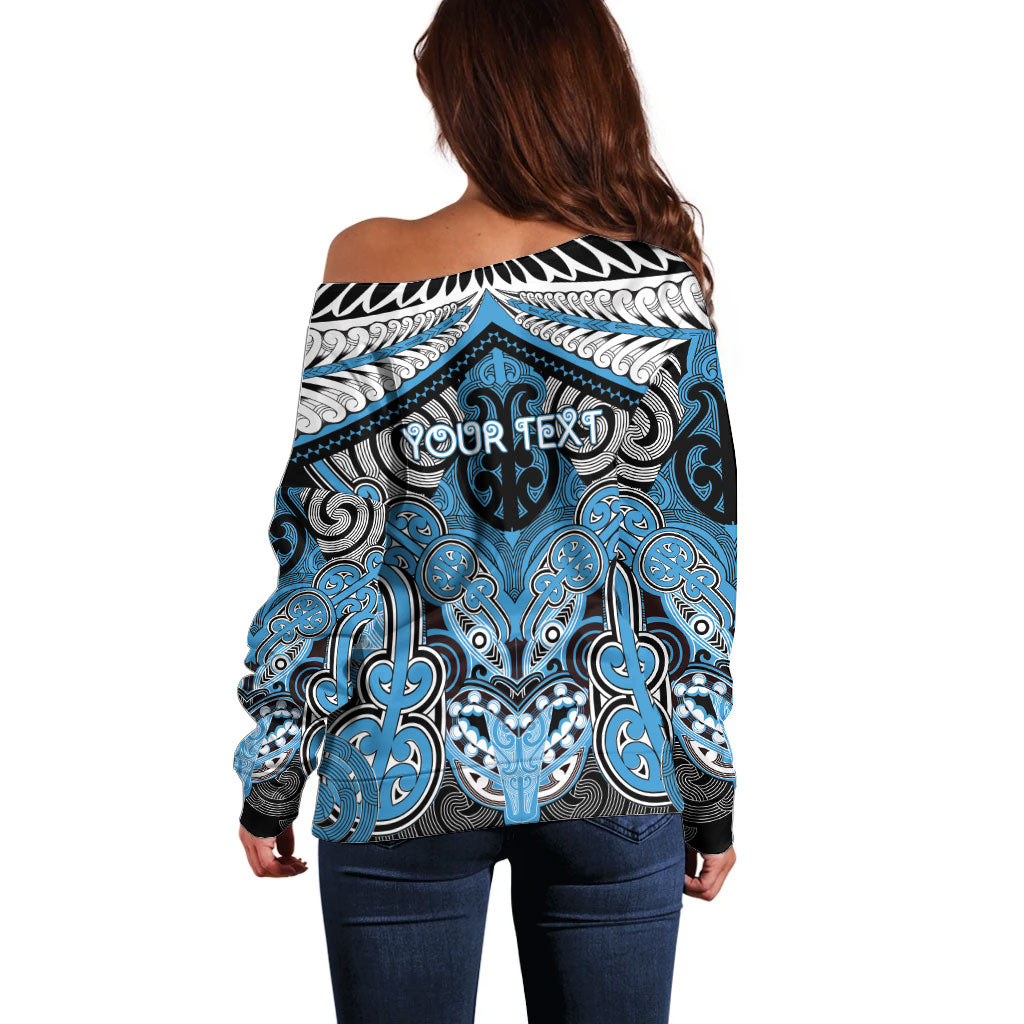 Aotearoa Iwi Ngati Kahungunu Personalised Off Shoulder Sweater Maori Kowhaiwhai Pattern