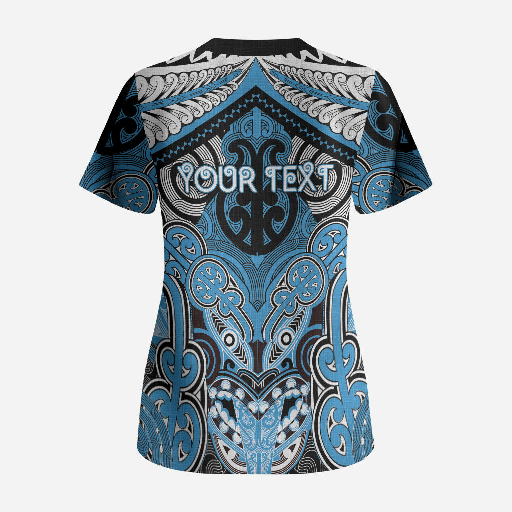 Aotearoa Iwi Ngati Kahungunu Personalised Scrub Top Maori Kowhaiwhai Pattern