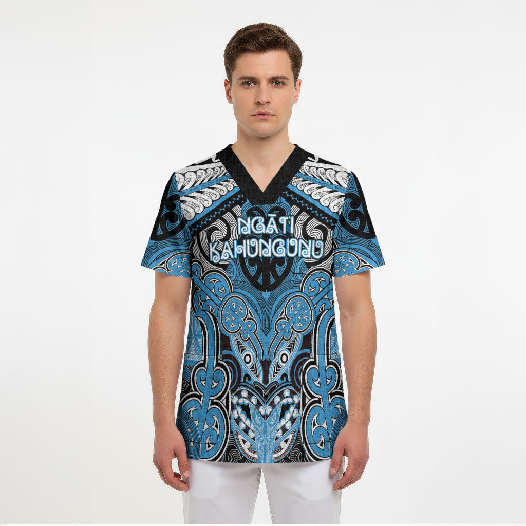 Aotearoa Iwi Ngati Kahungunu Personalised Scrub Top Maori Kowhaiwhai Pattern