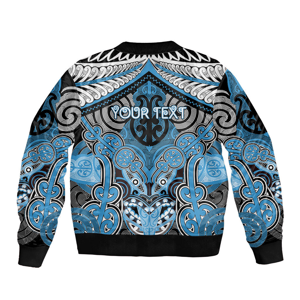Aotearoa Iwi Ngati Kahungunu Personalised Sleeve Zip Bomber Jacket Maori Kowhaiwhai Pattern