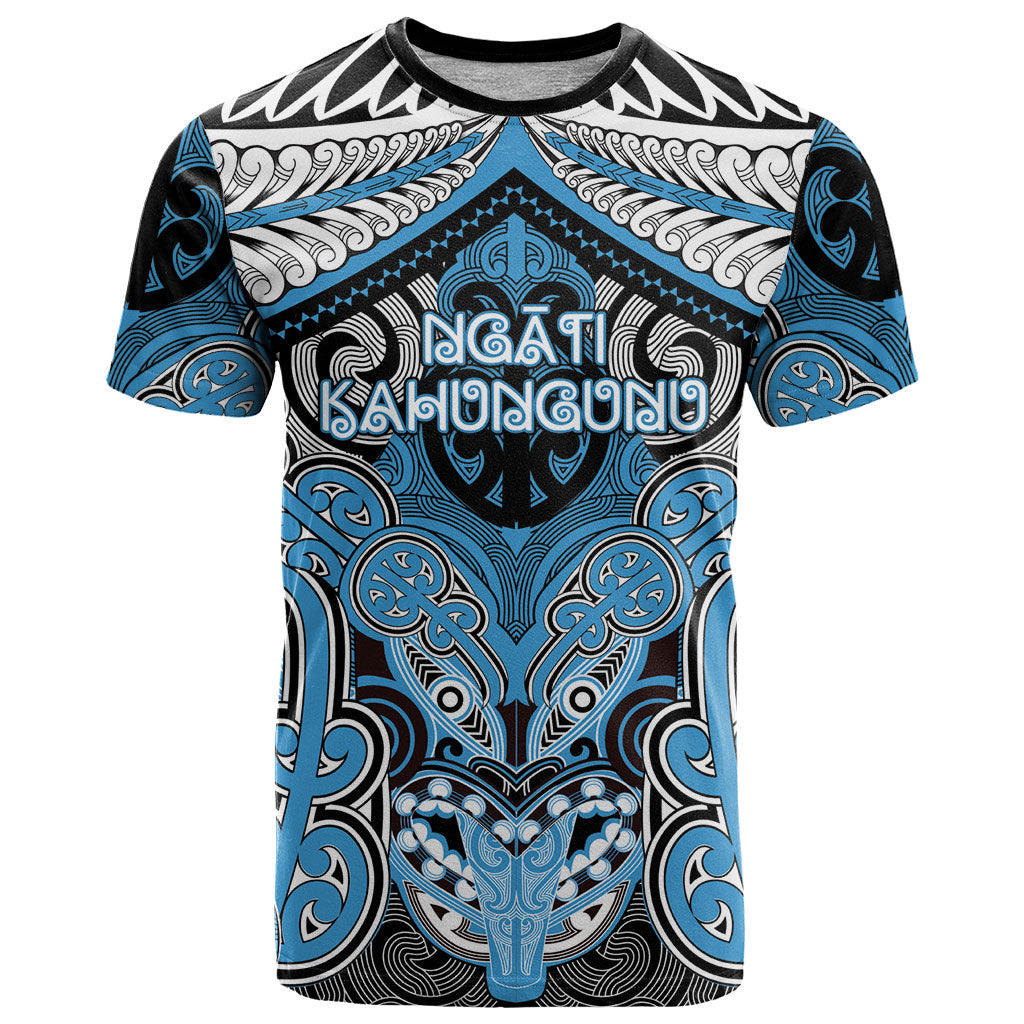 Aotearoa Iwi Ngati Kahungunu Personalised T Shirt Maori Kowhaiwhai Pattern LT19 Blue - Polynesian Pride