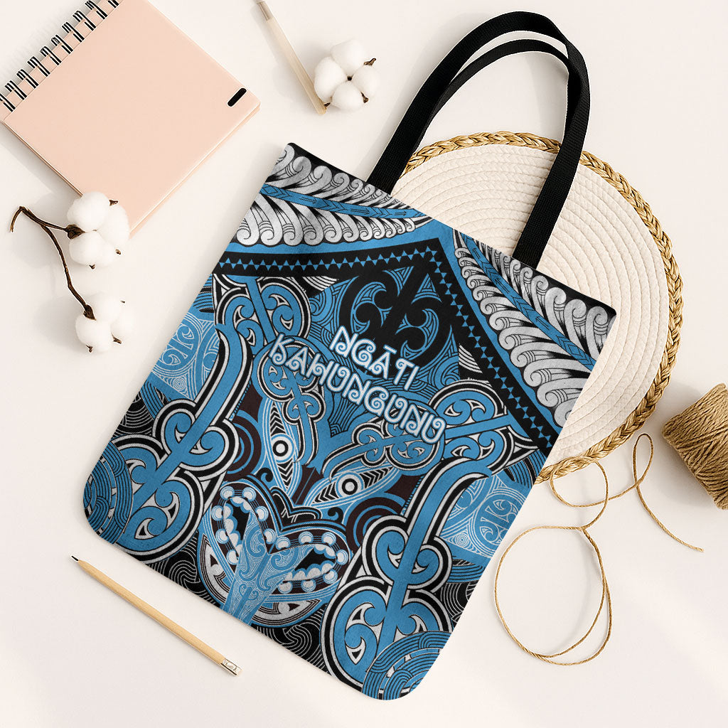 Aotearoa Iwi Ngati Kahungunu Tote Bag Maori Kowhaiwhai Pattern LT19 Black Strap One Size Blue - Polynesian Pride