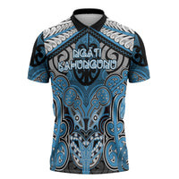 Aotearoa Iwi Ngati Kahungunu Personalised Zipper Polo Shirt Maori Kowhaiwhai Pattern