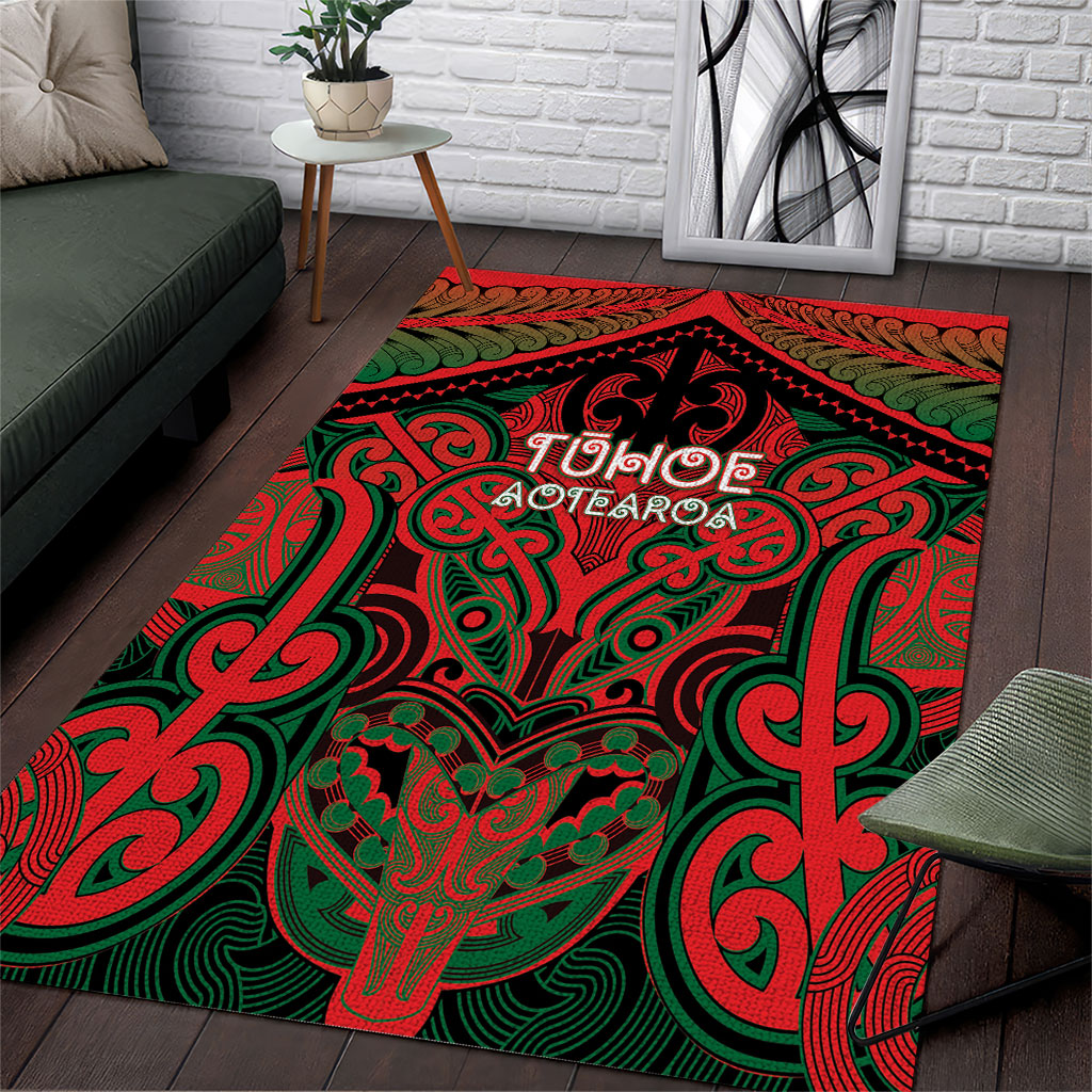 Aotearoa Iwi Tuhoe Area Rug Maori Kowhaiwhai Pattern LT19 Red - Polynesian Pride