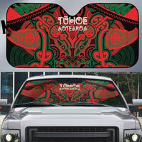 Aotearoa Iwi Tuhoe Auto Sun Shade Maori Kowhaiwhai Pattern LT19 Red - Polynesian Pride