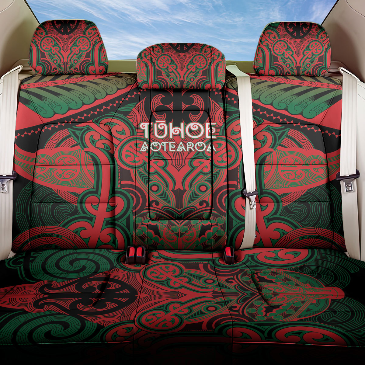 Aotearoa Iwi Tuhoe Back Car Seat Cover Maori Kowhaiwhai Pattern LT19 One Size Red - Polynesian Pride