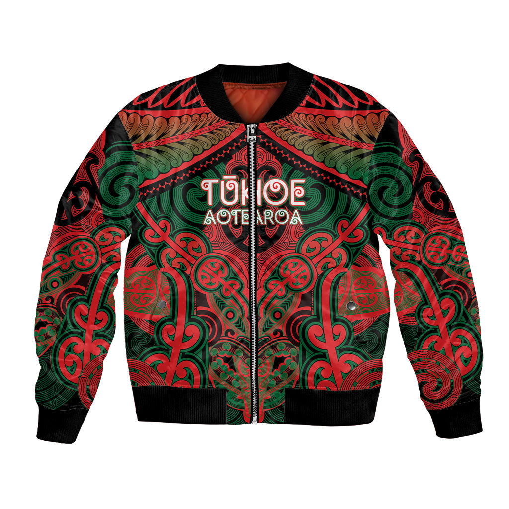 Aotearoa Iwi Tuhoe Personalised Bomber Jacket Maori Kowhaiwhai Pattern LT19 Unisex Red - Polynesian Pride