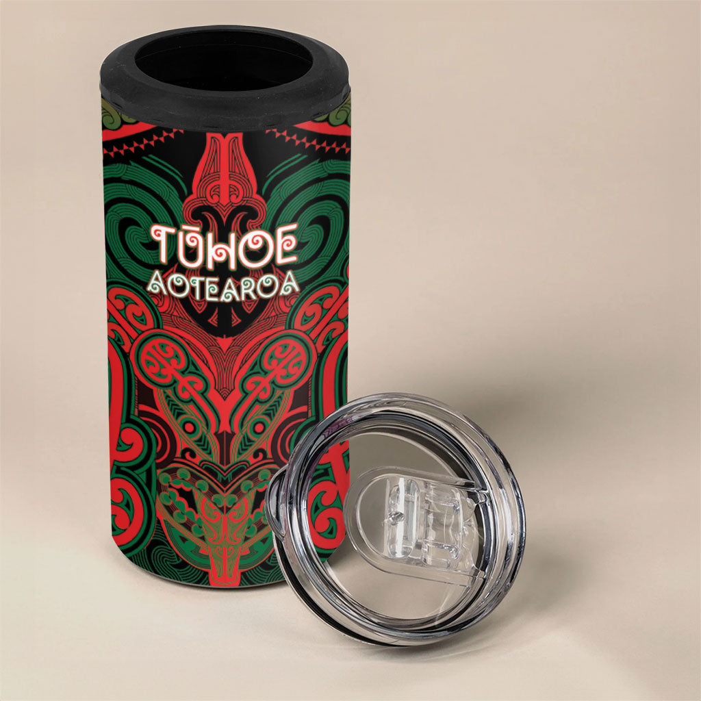 Aotearoa Iwi Tuhoe Personalised 4 in 1 Can Cooler Tumbler Maori Kowhaiwhai Pattern