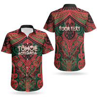 Aotearoa Iwi Tuhoe Personalised Couples Matching Short Sleeve Bodycon Dress and Hawaiian Shirt Maori Kowhaiwhai Pattern