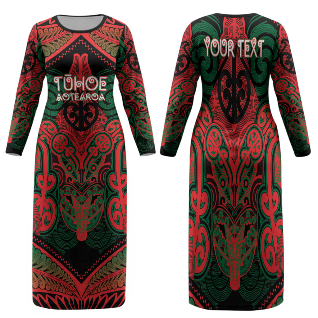 Aotearoa Iwi Tuhoe Personalised Family Matching Long Sleeve Bodycon Dress and Hawaiian Shirt Maori Kowhaiwhai Pattern