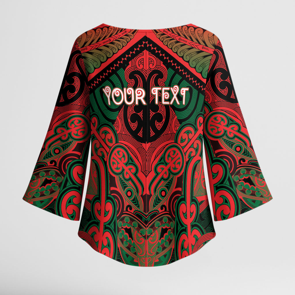 Aotearoa Iwi Tuhoe Personalised Kimono Sleeve Blouse Maori Kowhaiwhai Pattern