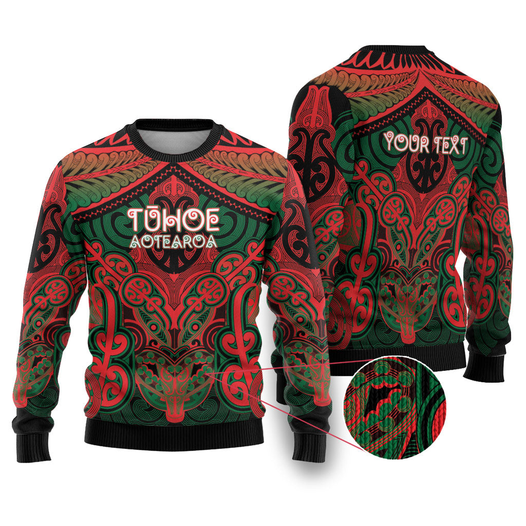 Aotearoa Iwi Tuhoe Personalised Ugly Christmas Sweater Maori Kowhaiwhai Pattern