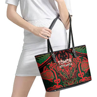 Aotearoa Iwi Tuhoe Leather Tote Bag Maori Kowhaiwhai Pattern