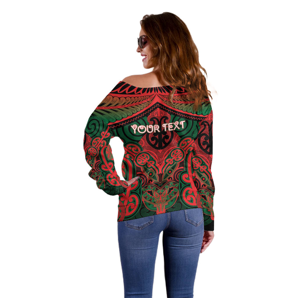Aotearoa Iwi Tuhoe Personalised Off Shoulder Sweater Maori Kowhaiwhai Pattern