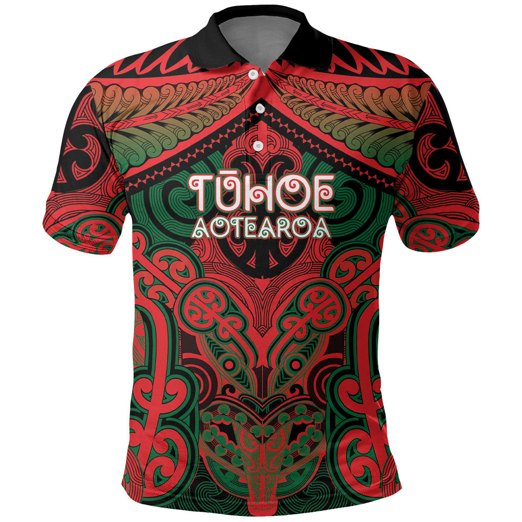 Aotearoa Iwi Tuhoe Personalised Polo Shirt Maori Kowhaiwhai Pattern LT19 Red - Polynesian Pride
