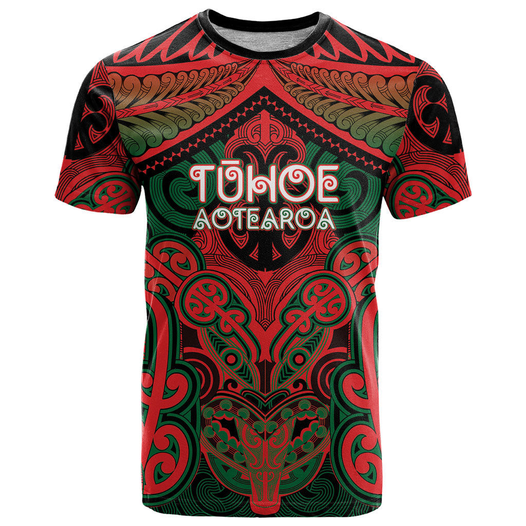 Aotearoa Iwi Tuhoe Personalised T Shirt Maori Kowhaiwhai Pattern LT19 Red - Polynesian Pride
