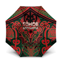 Aotearoa Iwi Tuhoe Umbrella Maori Kowhaiwhai Pattern LT19 One Size Folded 11.42 inch Opened Diameter 37.4 inch Red - Polynesian Pride