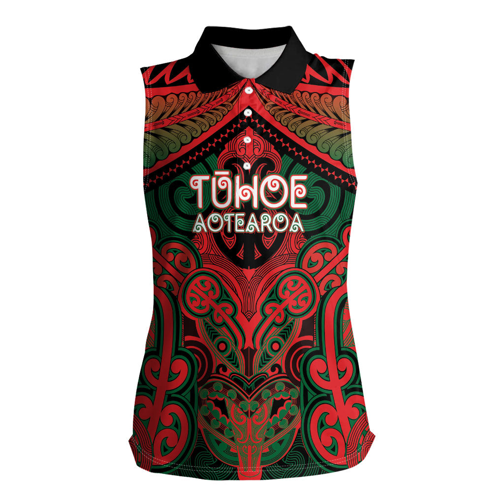 Aotearoa Iwi Tuhoe Personalised Women Sleeveless Polo Shirt Maori Kowhaiwhai Pattern