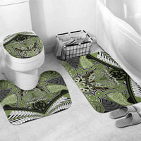 Aotearoa Iwi Whakatohea Bathroom Set Maori Kowhaiwhai Pattern LT19 Mat Set Only (3 pcs) One Size Olive Green - Polynesian Pride