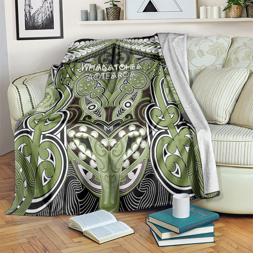 Aotearoa Iwi Whakatohea Blanket Maori Kowhaiwhai Pattern LT19 Olive Green - Polynesian Pride