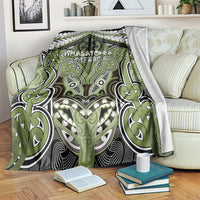 Aotearoa Iwi Whakatohea Blanket Maori Kowhaiwhai Pattern LT19 Olive Green - Polynesian Pride