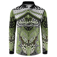 Aotearoa Iwi Whakatohea Personalised Button Sweatshirt Maori Kowhaiwhai Pattern LT19 Olive Green - Polynesian Pride