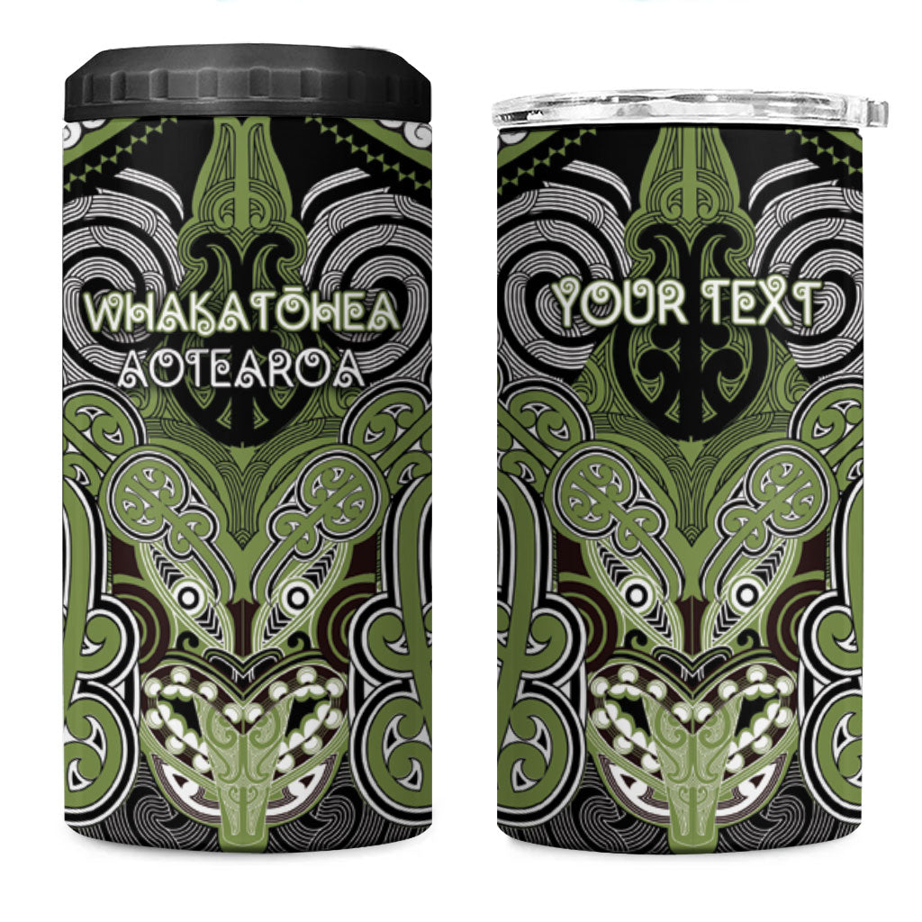 Aotearoa Iwi Whakatohea Personalised 4 in 1 Can Cooler Tumbler Maori Kowhaiwhai Pattern