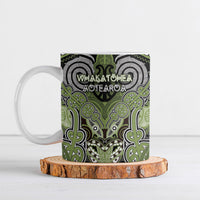 Aotearoa Iwi Whakatohea Personalised Ceramic Mug Maori Kowhaiwhai Pattern LT19 Olive Green - Polynesian Pride
