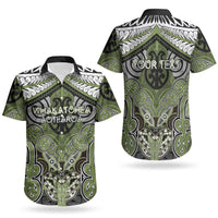 Aotearoa Iwi Whakatohea Personalised Couples Matching Off The Shoulder Long Sleeve Dress and Hawaiian Shirt Maori Kowhaiwhai Pattern