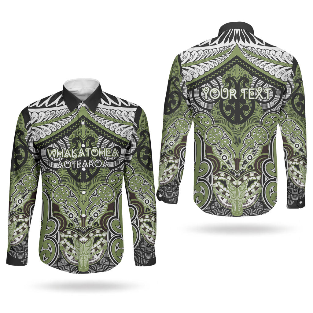 Aotearoa Iwi Whakatohea Personalised Couples Matching Puletasi and Long Sleeve Button Shirt Maori Kowhaiwhai Pattern
