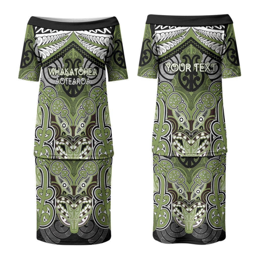 Aotearoa Iwi Whakatohea Personalised Family Matching Puletasi and Hawaiian Shirt Maori Kowhaiwhai Pattern