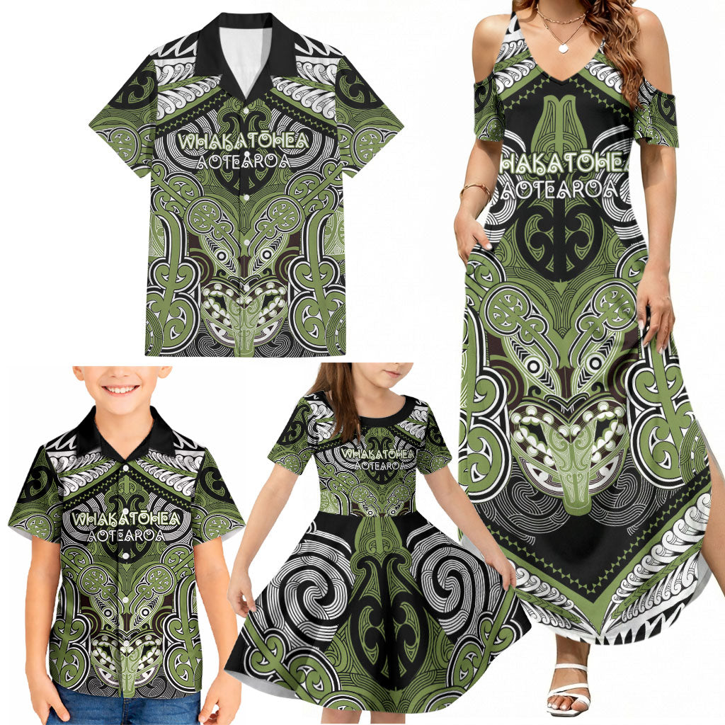 Aotearoa Iwi Whakatohea Personalised Family Matching Summer Maxi Dress and Hawaiian Shirt Maori Kowhaiwhai Pattern