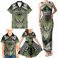 Aotearoa Iwi Whakatohea Personalised Family Matching Tank Maxi Dress and Hawaiian Shirt Maori Kowhaiwhai Pattern