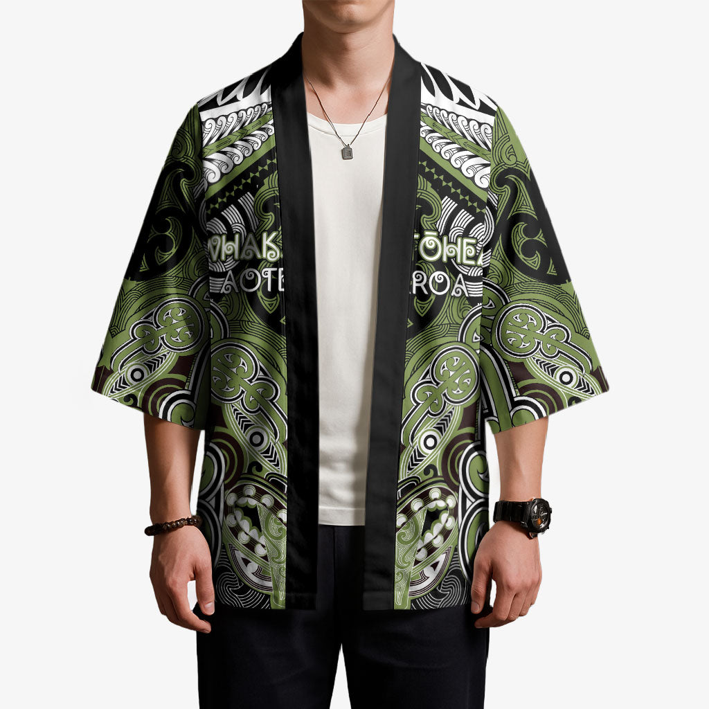 Aotearoa Iwi Whakatohea Personalised Kimono Maori Kowhaiwhai Pattern