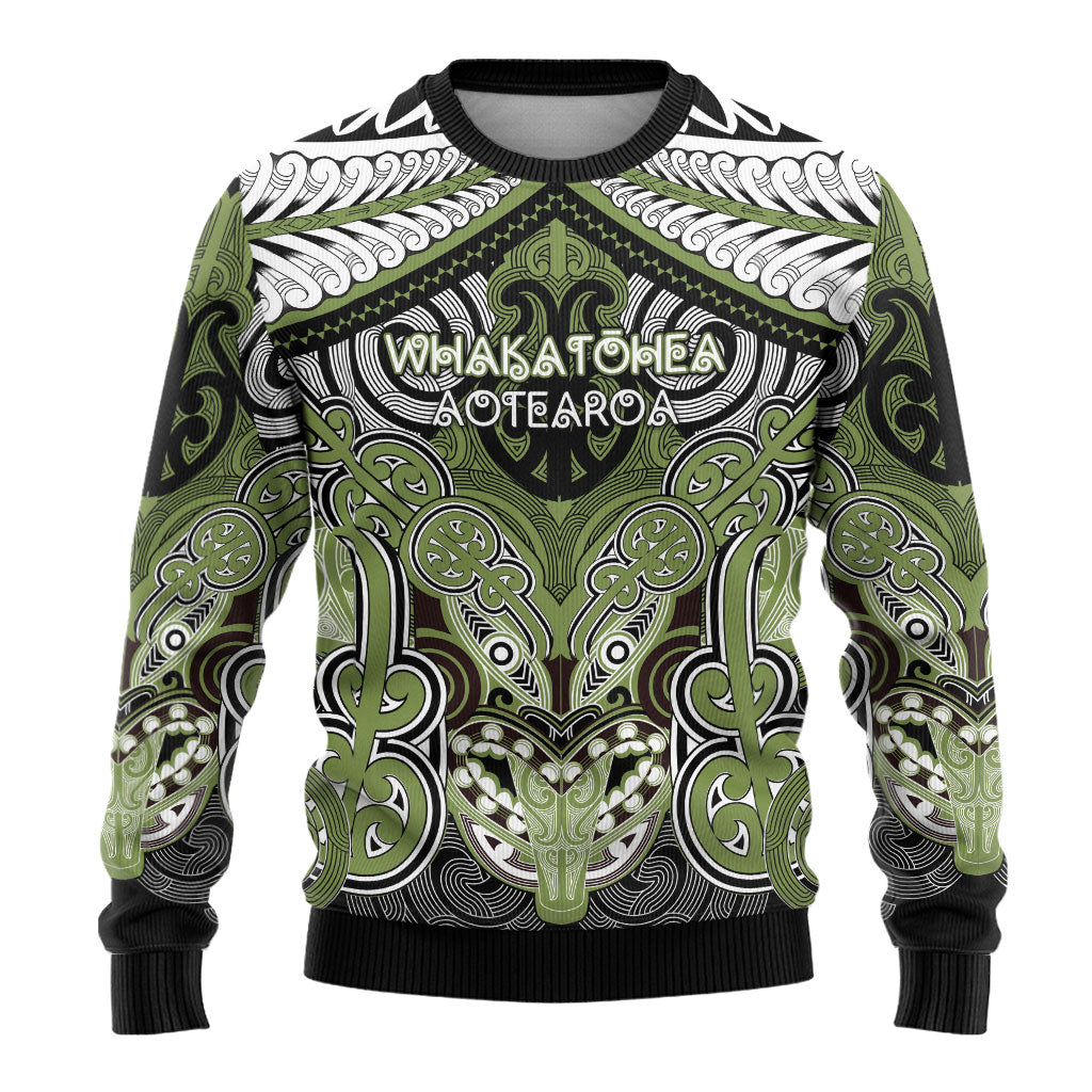 Aotearoa Iwi Whakatohea Personalised Ugly Christmas Sweater Maori Kowhaiwhai Pattern