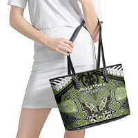 Aotearoa Iwi Whakatohea Leather Tote Bag Maori Kowhaiwhai Pattern