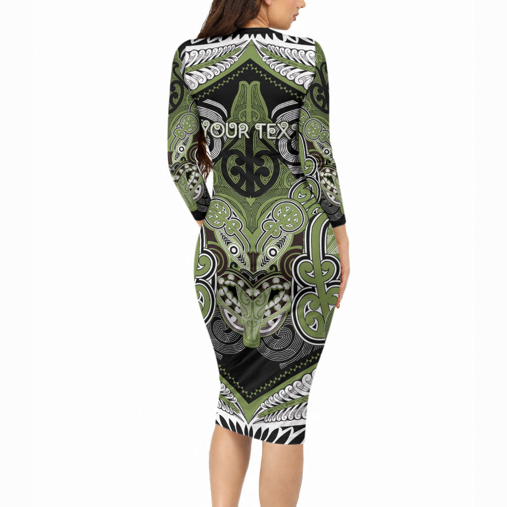 Aotearoa Iwi Whakatohea Personalised Long Sleeve Bodycon Dress Maori Kowhaiwhai Pattern