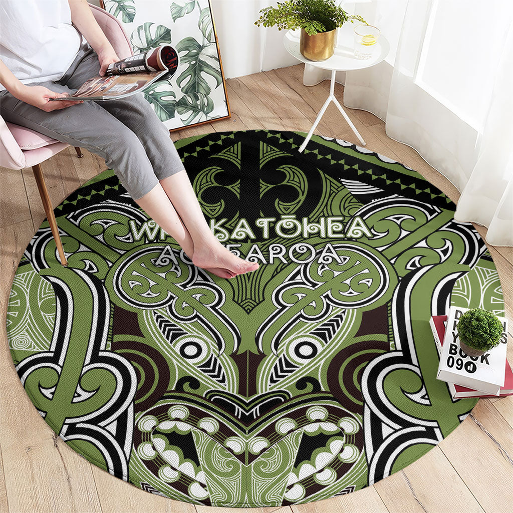 Aotearoa Iwi Whakatohea Round Carpet Maori Kowhaiwhai Pattern LT19 - Polynesian Pride