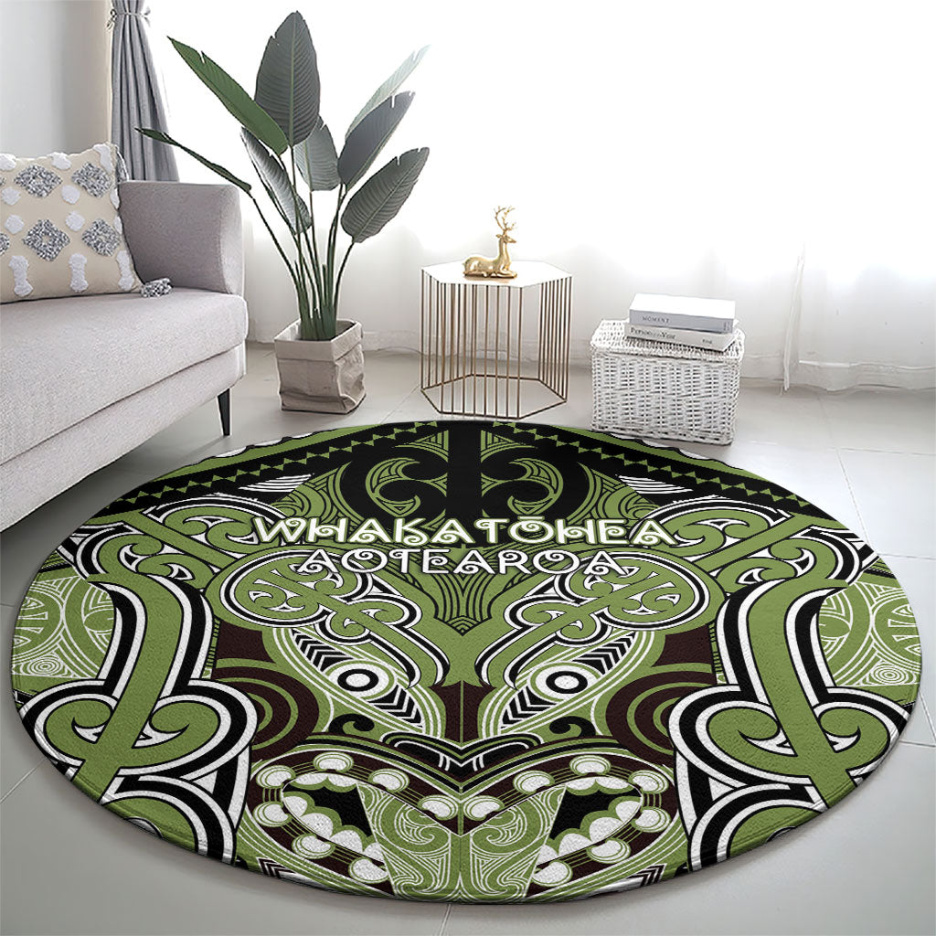 Aotearoa Iwi Whakatohea Round Carpet Maori Kowhaiwhai Pattern LT19 - Polynesian Pride