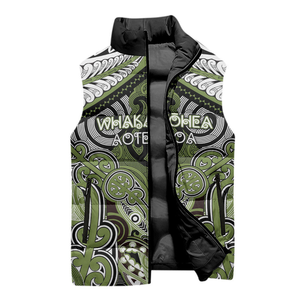 Aotearoa Iwi Whakatohea Personalised Sleeveless Puffer Jacket Maori Kowhaiwhai Pattern