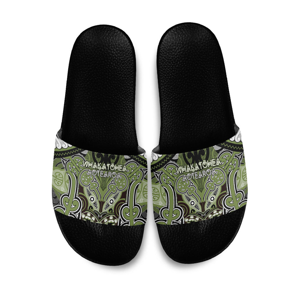 Aotearoa Iwi Whakatohea Slide Sandals Maori Kowhaiwhai Pattern
